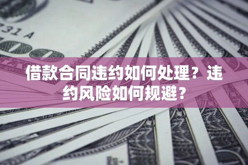 济南借款合同违约如何处理？违约风险如何规避？